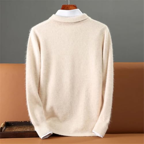 TdvcpmkkMen's Thick Sweater Knitted Polo Collar Single-Breasted Business Long Sleeve Sweater4