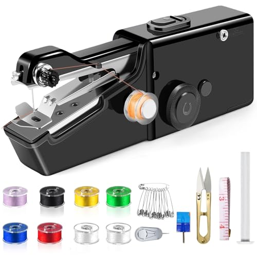 Mini Sewing Machine, Handheld Sewing Machine Portable Cordless Electric Sew Machine Hand Held Sew Machine UK with Sewing Accessories for Beginners (Black)