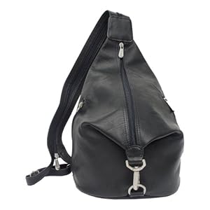 Three-Zip Hobo Sling, Black, One Size
