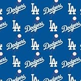 LA Los Angeles Dodgers Cotton Fabric - MLB Team Logo Cotton Fabric by The Yard, Fat Quarter, Half Yard, 1 Yard, 2 Yard Cuts