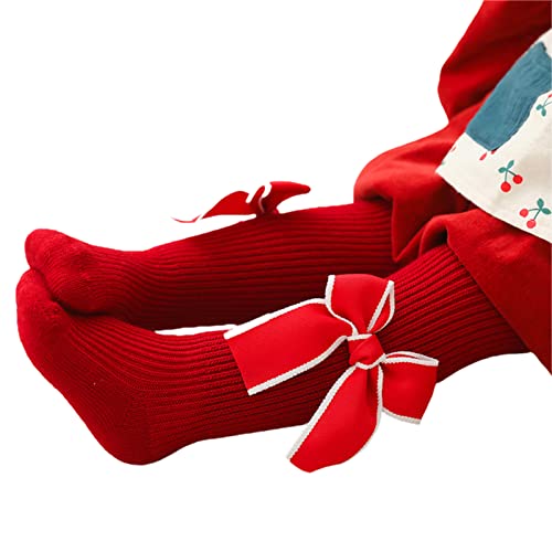 Toddler Baby Girl Tights Seamless Knit Pantyhose with Bows Chritsmas Red Leggings Pants Stockings4