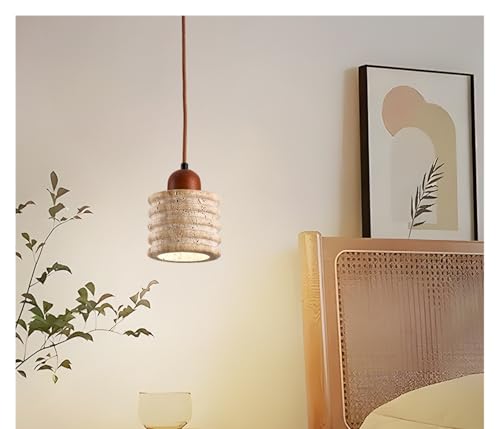 Lampe à suspension jaune travertin LED luminaire de chevet salon style japonais
