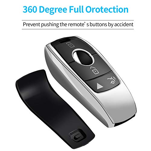 Image of Tukellen For Mercedes Benz Key Fob Car Key Cover,Special Soft TPU Key Case Protector Compatible With 2017-2023 E-Class 2018-2021 S-Class 2019-2023 A-Class C-Class G-Class-Silver