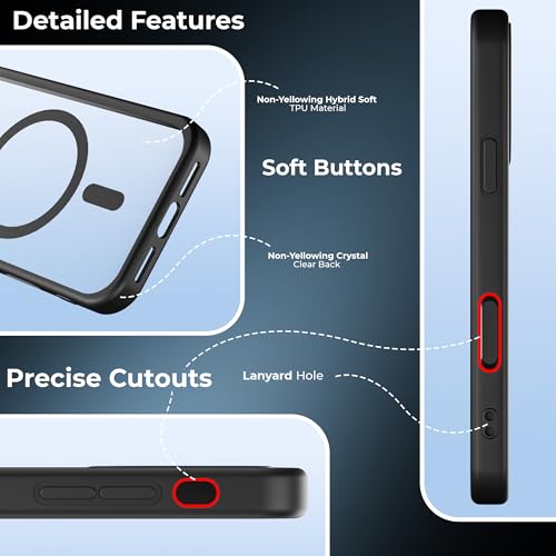 Image of A rtistque Clear Back Cover Case for iPhone 16 Pro | Mag-Safe| Acrylic | Shockproof TPU Protective Design | iPhone 16 Pro Back Cover Transparent - Black Bumper