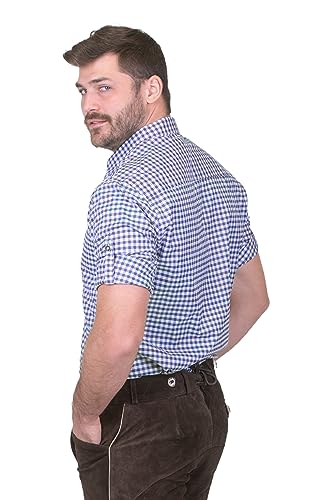 Dirndl Trachten Haus German Blue Plaid Lederhosen Longsleeve/Shortsleeve Button Down Shirt3
