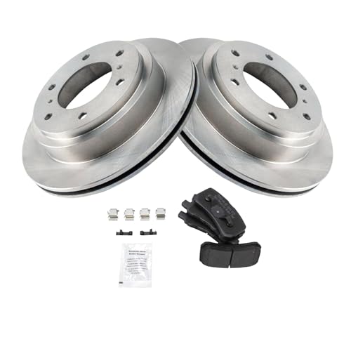 Image of TRQ Rear Brake Pad and Rotor Set Semi Metallic Rotors