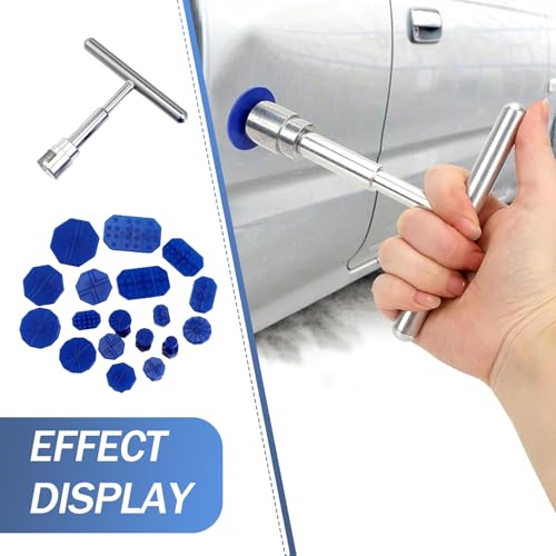 icykale 19 PCS Car Dent Puller Kit, Car Body Dent Removal Pulling Tabs with Pro Slide Hammer, Paintless Repair Remove Tools Set, Universal for Most Cars Trucks SUV (Multicolor) - Thumbnail 7