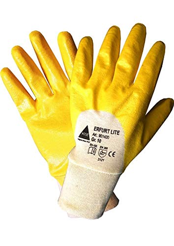 Preisvergleich Produktbild StrongAnt® - Arbeitshandschuhe ERFURT lite, Nitril teilbeschichtet mit Strickbund Garten Handschuhe 12 PAAR - Größe: 8
