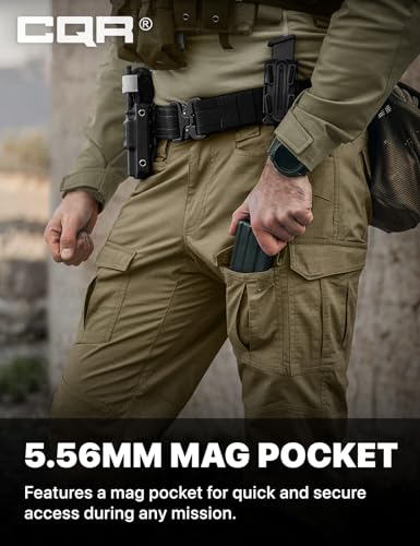 Image of CQR Men's Flex Ripstop Tactical Pants, Water Resistant Stretch Cargo Pants, Lightweight EDC Hiking Work Pants