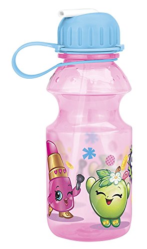 Zak Designs Shopkins 14oz Kids Water Bottle with Straw - BPA Free with Easy Clean Design, Shopkins