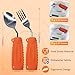 Ehucon Adaptive Utensils,Curved Angled Spoon and Fork Set,for Tremors Parkinsons Limited or Elderly,Lightweight Cutlery with Non-Slip Easy Grip Handles (Right Hand Spoon and Fork Set,Pack of 2,Orange)