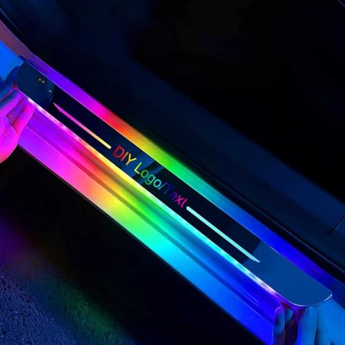 2 Pcs LED Door Sills for Car Magnetic, Personalized LED Car Door Sills, Waterproof Cars Pedal Lights, Auto-Sensing Welcome Lights, Custom Logo or Text, Fit for All Cars and Trucks