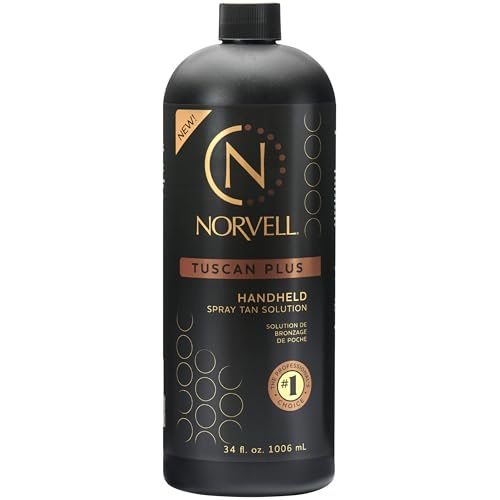 Norvell Tuscan Plus Sunless Spray Tan Solution 34 fl oz, Caramel Brown & Rose Tan – Professional Tanning Solution for Spray Tan Machines – Achieve Instant, Long-Lasting Natural Color