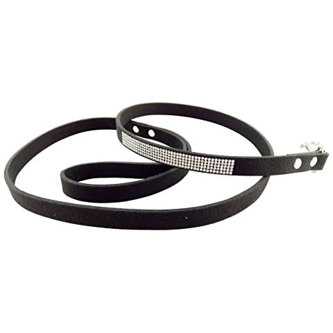 JWPC Bling Rhinestone Dog Leash - 4 ft Long & 5/8" Wide - Dog Leash for Medium Small Dogs/Cats Training Walking and Running,Black Cover