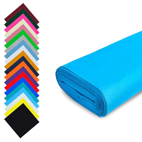 Tissu au mètre (1m, Turquoise) 100% coton 147,5 cm pour le quilting, la couture, la confection de vêtements, la literie, le bricolage et plus encore - Disponible en 20 coloris | FT Fashion Track