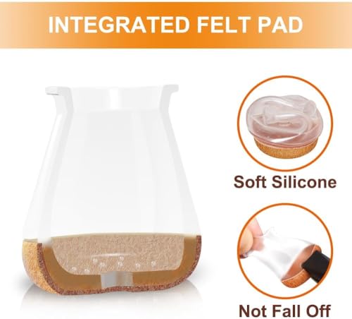 32 Pcs Chair Leg Floor Protectors for Hardwood Floors Silicone Covers to Protect Wood Tile Floors Scratches Felt Pads Furniture Leg Caps No Noise (Fit:0.5"-0.89")