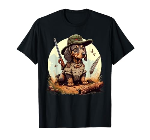 Dackeljäger auf Dackel Spiel Jagd T-Shirt