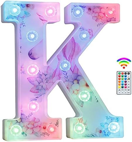 Unicorn Light Up Letters, LED Letter Lights 18 Color Changing Diamond Alphabet Sign Unicorn Gifts for Girls Women Party Birthday Decorations Remote Night Light Christmas Valentine Wall Table Decor - B