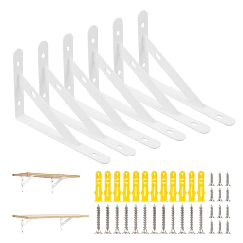 6 Regalhalterung Schwerlastträger Weiß, Wandregal Halterung Wand...