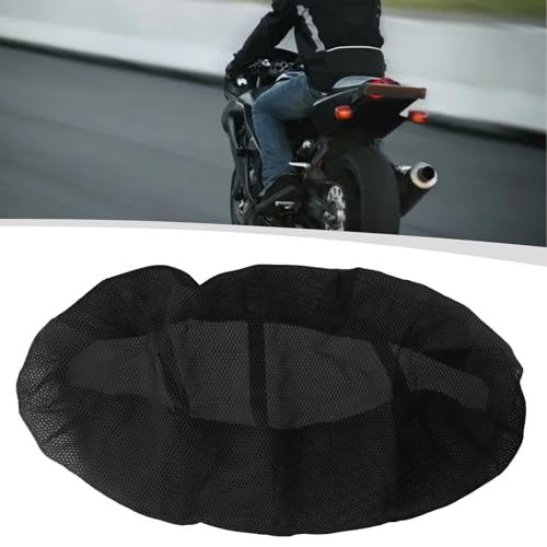 Funda de asiento para motocicleta negra con malla transpirable 2