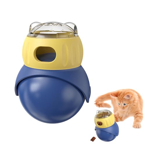 ADOFUN 猫 おもちゃ 一人遊び 倒れない おやつ排出器 ボール 動くおもちゃ 餌漏れ防止 早食い防止 ふくろう型おきあがり知育おもちゃ 不倒翁型 ABS素材 犬用 猫用 スローフィーダー 娯楽 トレーニング 贈り物