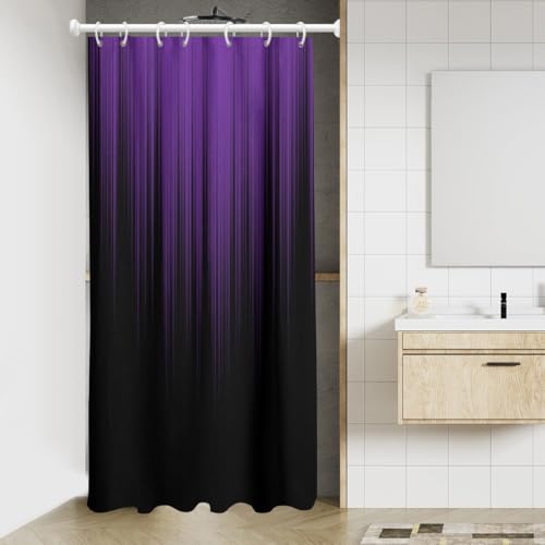 Image of AAtter Purple Black Ombre Shower Curtain, Small Stall 36x72 Inch, 7 Hooks | Gothic Polyester Fabric, Dark Plum Abstract Style, Witchy Modern Anime Design, Single Narrow Bathroom Decor for Women