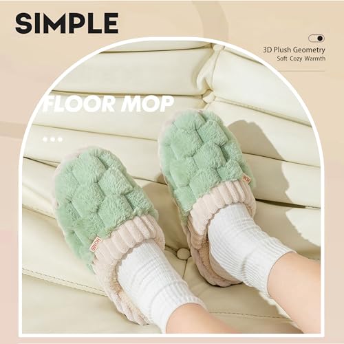 Women's Cotton Slippers with Waffle Weave Soft Thick Bottom Warm Indoor Plush House Footwear Kawaii Non-slip Home Floor Shoes2