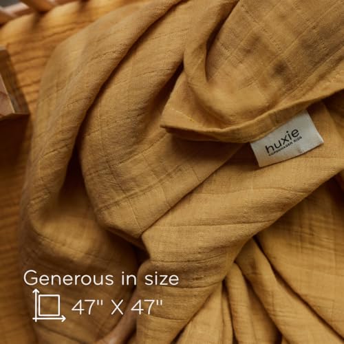 Image of Muslin Baby Swaddle Blanket 100% Organic Cotton 47 inch x 47 inch 2-Pack (Autumn Yellow /Natural)