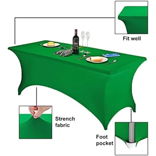 Image of FORLIFE 6Pack Spandex Table Covers 6ft,Fitted Tablecloth for 6ft Rectangular Tables, Stretch Patio Table Covers, Universal Spandex Table Cover for Wedding, Banquet, Party - Emerald
