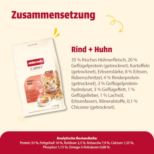 animonda Carny Adult Katzen Trockenfutter Huhn und Rind (1 x 1,75 kg)
