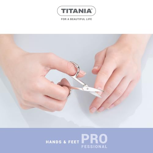 TITANIA Solingen Gebogene Nagelschere mit extra scharfen Klingen - Präzise Maniküre- & Pediküreschere für Finger- und Fußnägel aus Carbonstahl, Made in Germany