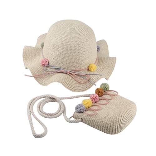 Girl Straw Hat and Bag for Girls Lightweight Beach Hat Excellent Uv for Activities and Outdoor Adventures Beige