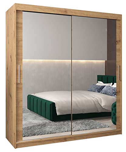 ABIKSMEBLE Armoire Tokyo 3 Avec Porte Coulissante Miroir - Dressing Adulte - Penderie Vêtement - Garde Robe - Placard - Closet