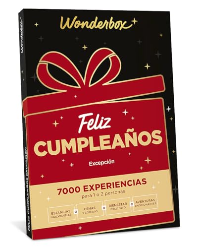 WONDERBOX - Caja Regalo - Feliz cumpleaños excepción -1 Experiencia a Elegir: Estancia, gastronomía, Actividad de Bienestar o de Aventura para 1 o 2 Personas - 7000 experiencias - Ideas Regalo WONDERBOX - Caja Regalo - Feliz cumpleaños excepción -1 Experiencia a Elegir: Estancia, gastronomía, Actividad de Bienestar o de Aventura para 1 o 2 Personas - 7000 experiencias - Ideas Regalo