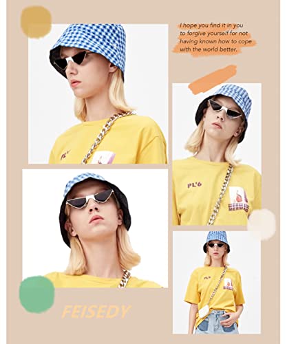 FEISEDY Small Cat Eye Sunglasses Women PUNK Party Metal ROCK Candy Color Glasses B2721 6