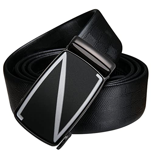Men Belt Automatic Buckle Genuine Leather Belts Long Male Alloy Buckle Belts Gift Box Sets (Color : A, Size : 120cm) (A 140CM)4