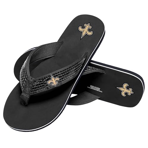 FOCO New Orleans Saints NFL Womens Sequin Flip Flops - S - (7-8)