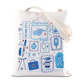 FOTAP Diabetes Awareness Gift Fight Diabetes Inspire Handbag Diabetes Warrior Support Tote Bag Type 1 Diabetes Gift (Diabetes-T)