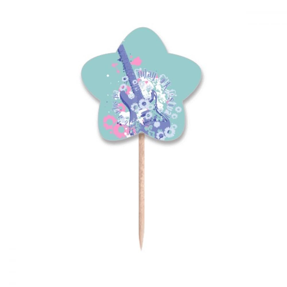 Drapeaux étoile et guitare pour pics cupcake de fête et goûter musical