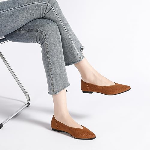 Image of Semwiss Women's Ballet Flats Comfortable Work Dressy Pointed Toe Shoes | Office-ready Comfort: Breathable Knit, Soft Memory Foam, Slip-on Lightweight, Foldable Flats for Business Casual & Formal
