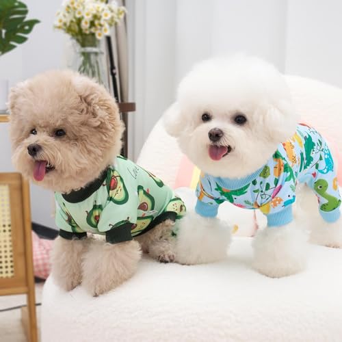XPUDAC 4 Pack Dog Pajamas Soft Strechy Summer Doggie Clothes for Small Medium Dogs Boy Girl Cat Apparel-Small - Image 4