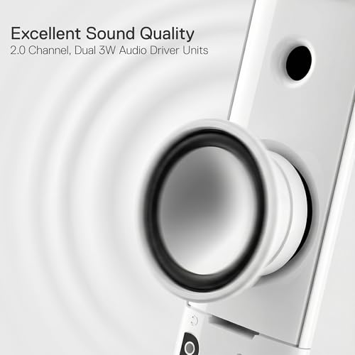 Image of Redragon GS550 PC Gaming Speakers, 2.0 Channel Desktop Computer Sound Bar with Compact Maneuverable Size, Headphone Jack, Quality Bass & Decent Red Backlit, USB Powered w / 3.5mm Cable, White