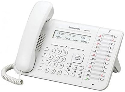 Angled view of Panasonic KX-DT543x Executive Digital Proprietary Telephone in white