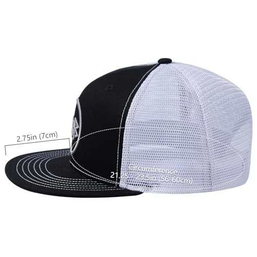 Image of BASSDASH Flat Brim Trucker Cap Adjustable Snapback Hat Mesh Back for Men Women