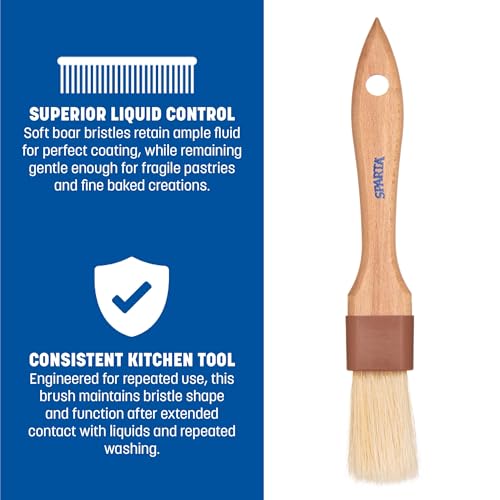 Image of SPARTA Kitchen Basting Brush - 4037200 Basting Brush for Cooking Flat Boar Bristle Brush, Hardwood Handle for Kitchens, Restaurants, Catering, High Heat Food Prep, 1in