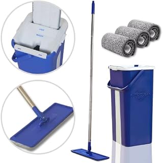BEST DIRECT Mop and Bucket Set Autoclean Mop + 3 Super Absorbent Microfibre pads, As seen on TV, Antidust, Dual Chamber Dry and Wet, All Type of Floor, 360º