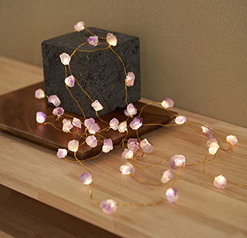 Miya Life Natural Amethyst Raw Stones Usb/Battery Powered 10Ft 40 Leds With Remote/Timer For Meditation Wedding Valentine's Day Present Bedroom Christmas Party Birthday Ornament #TOP4