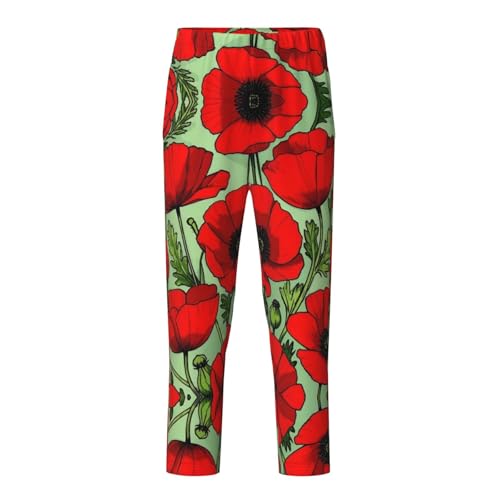 Pajama Pants Pajama Bottoms with Elastic Waistband Sleepwear Lounge Pants, Poppy Flowers