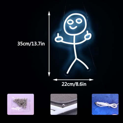 Image of Smile Middle Finger Neon Sign Funny Doodle LED Light Sign Personalized for Girl Woman Friends Brother USB Power /Dimmable Switch inch13.7x8.6 inch Neon Lamp Long Distance Friendship LED Sign
