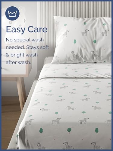 Image of Kids Full Size Zebras Bed Sheets - 4 Piece Kids Zebras Sheet Set
